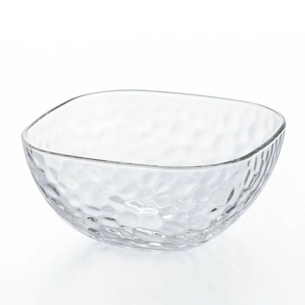 Aderia Square Bowl Large Dimpled Glass Serving Dish 165mm (Set of 3) - Image 2