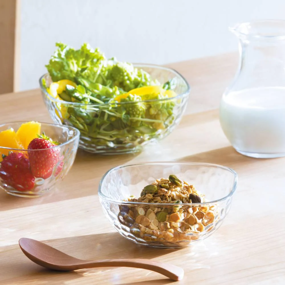 Aderia Square Bowl Medium Dimpled Glass Serving Dish 137mm (Set of 3) - Image 4