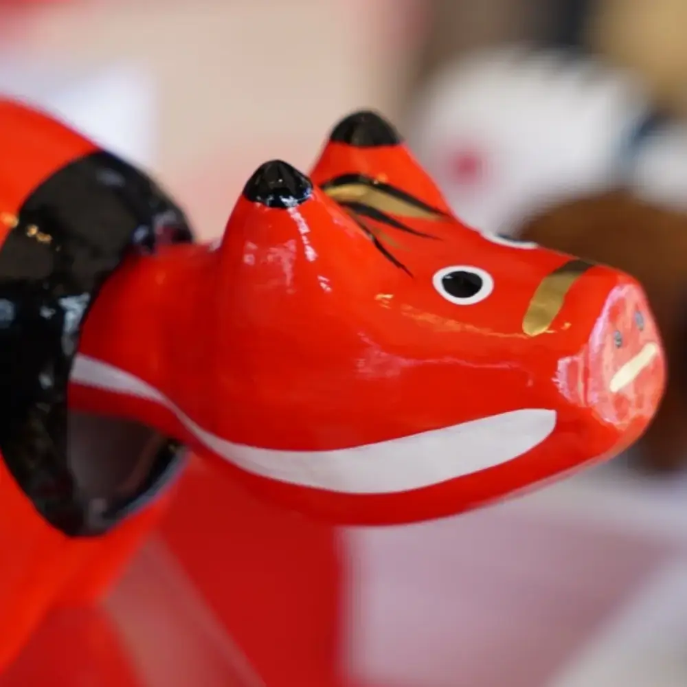 Akabeko Red Lucky Cow Figurine Handcrafted Japanese Home Decor - Image 2