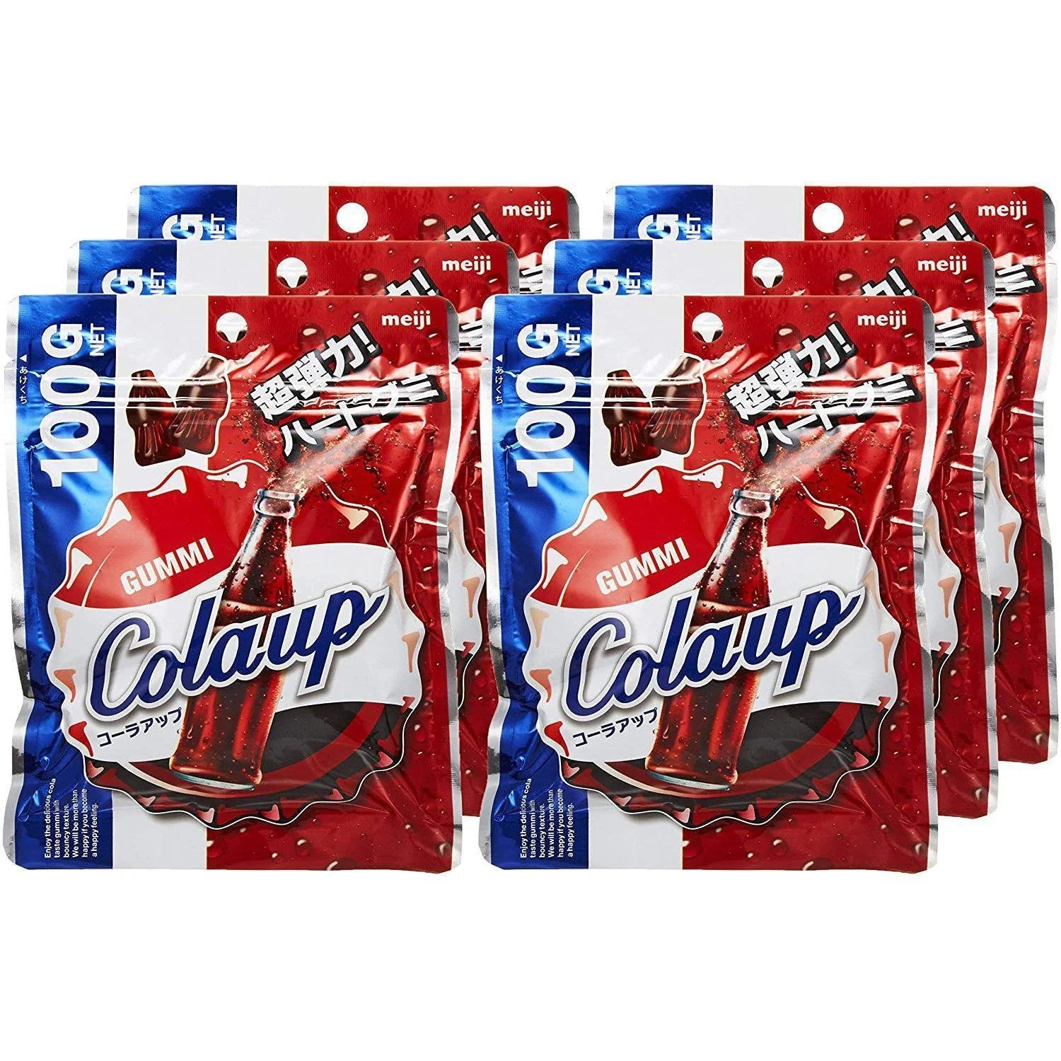 Meiji Gummy Cola Up Japanese Candy Gummies 100g (Pack of 6)