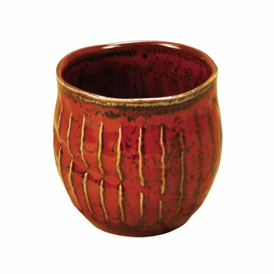Rustic Teacup Handmade Minoware Porcelain Cup Red & Yellow
